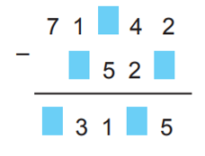 Viết chữ số thích hợp vào ô trống 7 1 4 2 - 5 2 (ảnh 1)
