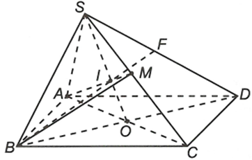 Cho hình chóp S.ABCD có đáy là hình bình hành. Gọi M là trung điểm của SC. a) Tìm giao điểm I của AM với (SBD). Chứng minh  IA = 2IM (ảnh 1)