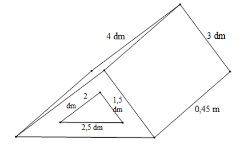 Một khối gỗ có dạng hình lăng trụ đứng đáy là tam giác vuông có kích thước thước (ảnh 1)