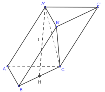 Cho lăng trụ ABCA'B'C' có độ dài cạnh bên bằng 2a, đáy ABC là tam giác vuông tại A (ảnh 1)