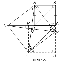 Cho hình vuông ABCD. Trên tia đối của tia CB lấy điểm M, trên tia đối của tia DC lấy điểm N sao cho BM = DN. Vẽ hình bình hành MANF, gọi O là trung điểm của AF. Chứng minh rằng:  a) Tứ giác MANF là hình vuông. (ảnh 1)