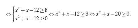 Tìm tập xác định D của hàm số f(x)= căn bậc hai (căn bậc hai x^2+x-12 -2cawn bậc hai 2) (ảnh 2)