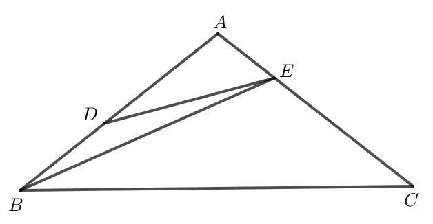 Cho tam giác ABC có góc BAC là một góc tù. Lấy điểm D nằm giữa A và B; lấy điểm E (ảnh 2)