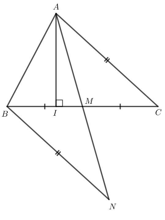 Gọi AI và AM lần lượt là đường cao và đường trung tuyến xuất phát từ đỉnh A của tam giác (ảnh 1)