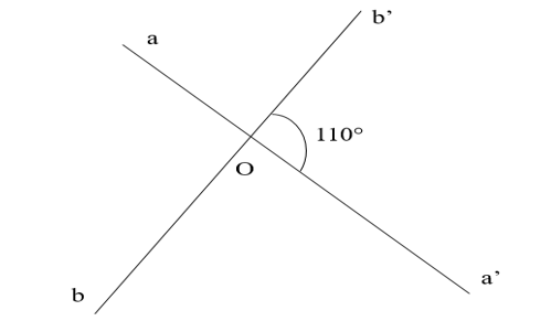 Trên hình vẽ dưới đây, góc aOb có số đo bằng:    A. 10;   B. 70; C. 80; D. 110. (ảnh 1)
