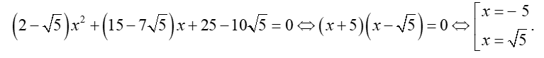 Tìm tập xác định D của hàm số y= căn bậc hai (2- căn bậc hai 5)x^2+ (15- 7 căn bậc hai 5)x+25-10 căn bậc hai 5 (ảnh 2)