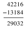 Kết quả của phép tính 42 216 – 13 184 là: A. 28 132 B. 28 032 C. 29 032 D. 29 132 (ảnh 1)