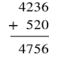 Kết quả của phép tính 520 + 4 236 là: A. 9 436 B. 4 756 C. 4 656 D. 4 746 (ảnh 1)