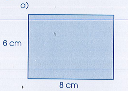 Tính chu vi và diện tích  hình sau: 6 cm 8 cm  (ảnh 1)