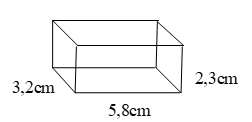 Tính diện tích xung quanh của hình hộp chữ nhật có kích thước như hình bên. (ảnh 1)
