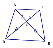 Hai đoạn thẳng AB và CD cắt nhau tại O, biết OA = OC, OB = OD. Tứ giác ACBD là hình gì ? (ảnh 1)