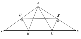 Cho tam giác ABC. Trên tia đối của tia BC lấy điểm D sao cho  BD = AB. a) Chứng minh rằng HK song song với DE. (ảnh 1)