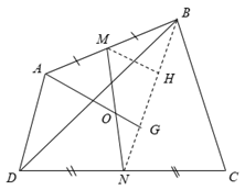 Cho tứ giác ABCD. Gọi M và N lần lượt là trung điểm của AB và CD. Gọi G là trọng tâm của tam giác BCD. Chứng minh AG chia đôi MN. (ảnh 1)
