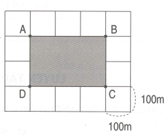 Diện tích khu đất hình chữ nhật ABCD bằng bao nhiêu héc-ta ? (ảnh 1)