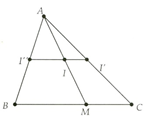 Cho tam giác ABC và một điểm M nằm trên cạnh BC. Khi điểm M di chuyển trên cạnh BC thì trung điểm I  (ảnh 1)