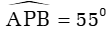 Hai tiếp tuyến tại A và B của đường tròn (O) cắt nhau tại P. Biết góc APB= 55 độ  . Tính số đo cung lớn AB. (ảnh 1)