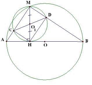Cho (O) đường kính AB. Điểm M chuyển động trên (O), (ảnh 1)