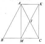 Cho tam giác ABC cân tại A, trung tuyến AM. Gọi I là trung điểm của AC a) Tứ giác AMCK là hình gì (ảnh 1)