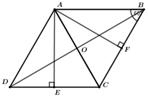 Cho hình thoi ABCD  có góc B= 60 độ. Kẻ AE vuông góc DC, AF vuông góc BC a) Chứng minh AE = AF (ảnh 1)