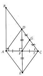 Cho tam giác ABC vuông tại A, kẻ trung tuyến AD (D thuộc BC), gọi F, G lần lượt là trung điểm của AC, DC.  a) Tính độ dài FG, biết BC = 8 cm. (ảnh 1)