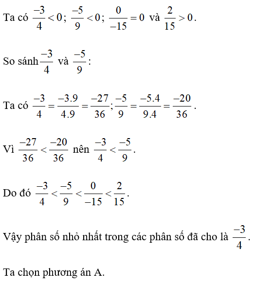 Tìm phân số nhỏ nhất trong các phân số sau (ảnh 1)