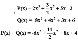 Tính tổng của hai đa thức sau bằng hai cách P(x) = 2x3 + \(\frac{3}{2}\)x2 + 5x – 2 (ảnh 1)