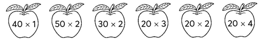Tô màu vào các quả táo ghi phép tính có kết quả lớn hơn 50. (ảnh 1)