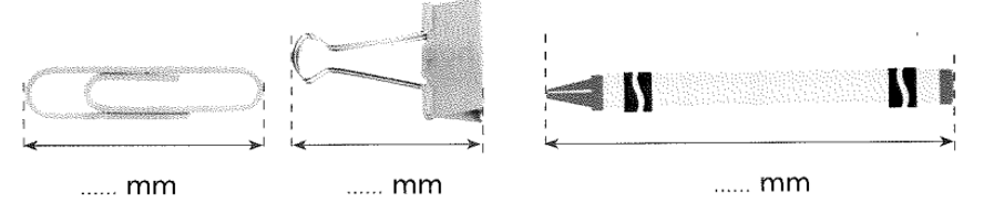 Đo độ dài các đồ vật theo đơn vị mi-li-mét rồi viết số thích hợp vào chỗ chấm. (ảnh 1)