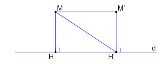 Cho hai điểm phân biệt M, M’ ở cùng phía đối với đường thẳng d (M, M’ không thuộc d) (ảnh 1)