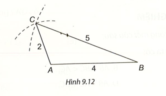 Cho bộ ba đoạn thẳng có độ dài như sau: 2 cm, 4 cm, 5 cm. (ảnh 1)