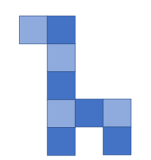Tính diện tích của hình vẽ dưới đây, biết mỗi ô vuông có diện tích 1 cm^2 (ảnh 1)