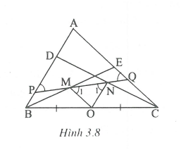 Cho tam giác ABC. Trên cạnh AB lấy điểm D, trên cạnh AC lấy điểm E. Gọi M, N lần lượt là trung điểm của BE và CD. (ảnh 1)
