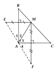 Cho tam giác vuông ABC( góc A = 90°). Lấy M bất kì trên cạnh Gọi E, F lần lượt là các điếm đối xứng với M qua AB và AC.  (ảnh 1)