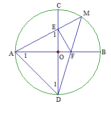 Cho đường tròn (O), hai đường kính AB và CD vuông góc với nhau, điểm M thuộc cung nhỏ BC.  (ảnh 1)
