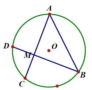 Cho đường tròn (O) trong đó có ba dây bằng nhau AB, AC, BD sao cho hai dây AC, BD cắt nhau tại (ảnh 1)