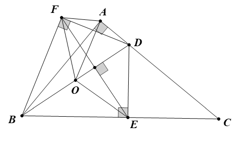 Cho tam giác ABC vuông tại A. Trên AC lấy điểm D. Hình chiếu của D lên BC là E, điểm đối xứng của E qua BD là F.  (ảnh 1)