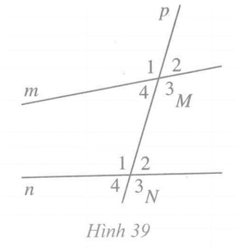 Cho một ví dụ về hai góc đồng vị, hai góc so le trong (ảnh 1)