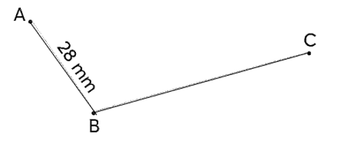 Đoạn thẳng AB dài 28 mm, đoạn thẳng BC dài gấp 2 lần đoạn thẳng AB. (ảnh 1)