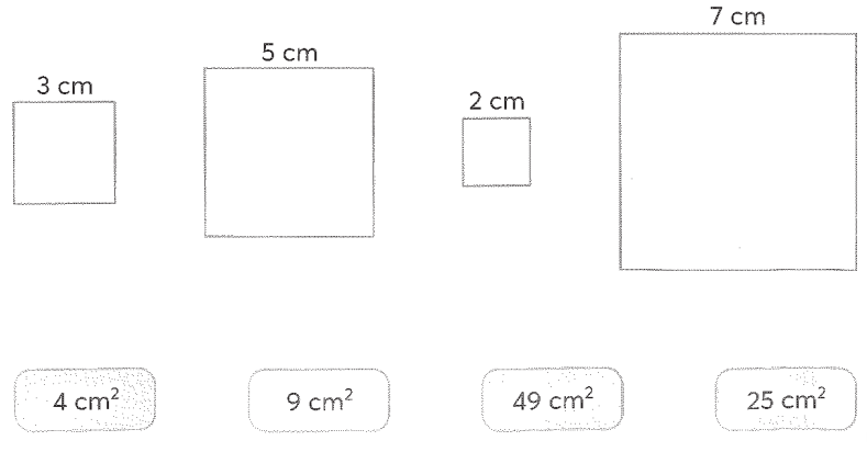 Nối mỗi hình vuông với số đo diện tích thích hợp (ảnh 1)