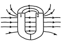 Chiều của đường sức từ của nam châm chữ U được vẽ như sau: Tên các từ cực của nam châm là   (ảnh 1)