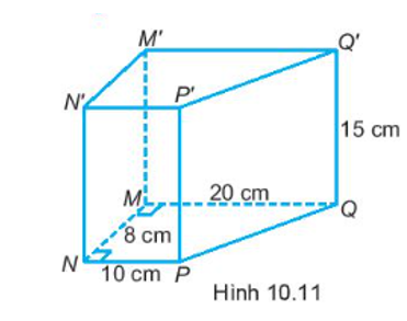 Cho hình lăng trụ đứng MNPQ.M’N’P’Q’ có đáy MNPQ là hình thang vuông tại M và N.  (ảnh 1)
