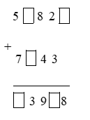 Viết chữ số thích hợp vào ô trống 5 ô trống 82 ô trống + 7 ô trống 43 (ảnh 1)