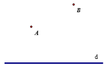 Cho đường thẳng d và hai điểm A, B (như hình vẽ). Tìm vị trí điểm C trên d để chu vi tam giác ABC nhỏ nhất. (ảnh 1)