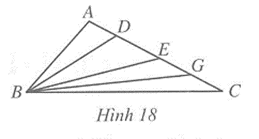 Cho tam giác ABC góc A tù. Trên cạnh AC lấy các điểm D, E, G sao cho D nằm (ảnh 1)