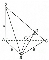 Cho hình chóp S.ABC có đáy ABC là tam giác vuông cân tại B, SA = a và SA vuông góc (ABC), AB = BC = a (ảnh 1)