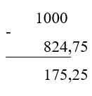 Đặt tính rồi tính b) 1000 - 824,75            (ảnh 1)