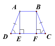 Cho hình thang cân ABCD (AB // CD) có các đường cao AE, BF . Chứng minh DE = CF   . (ảnh 1)