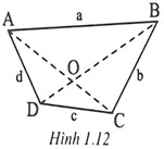 Chứng minh rằng trong một tứ giác tổng hai đường chéo lớn hơn nửa chu vi nhưng nhỏ hơn chu vi của tứ giác. (ảnh 1)