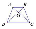 Cho hình thang cân ABCD (AB //CD) có hai đường chéo cắt nhau tại O. Chứng minh OA = OB, OC = OD. (ảnh 1)
