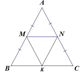 Cho tam giác  ABC cân tại A  . Gọi M, N  lần lượt là trung điểm của AB, AC . Chứng minh tứ giác ,MNCB  là hình thang cân. (ảnh 2)